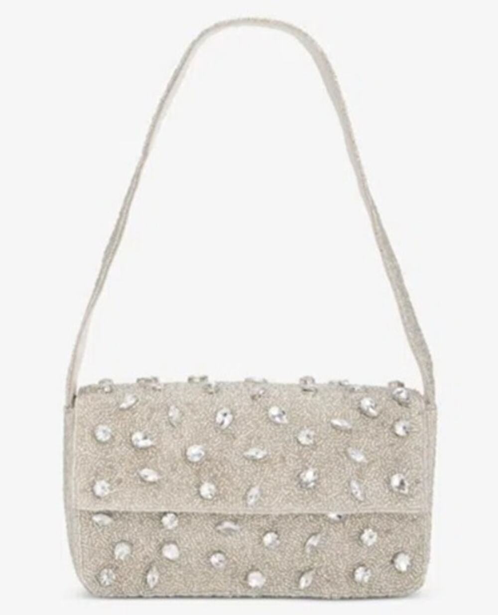 On 34th Beaded Embellished Shoulder Bag In Silver